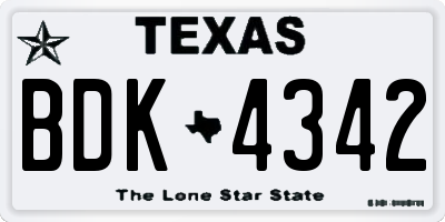 TX license plate BDK4342