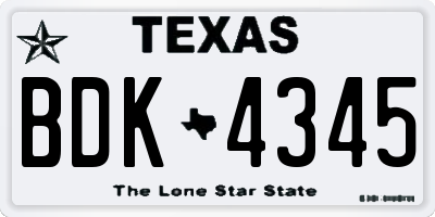 TX license plate BDK4345