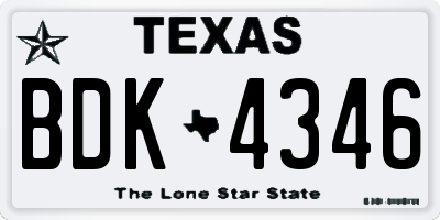 TX license plate BDK4346