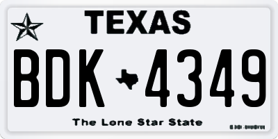 TX license plate BDK4349