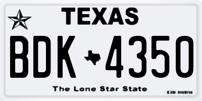 TX license plate BDK4350