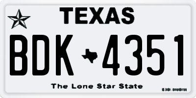 TX license plate BDK4351
