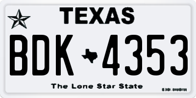 TX license plate BDK4353
