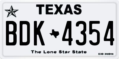 TX license plate BDK4354