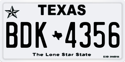 TX license plate BDK4356