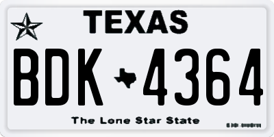 TX license plate BDK4364