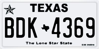 TX license plate BDK4369
