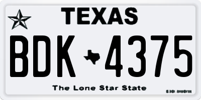TX license plate BDK4375
