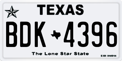 TX license plate BDK4396