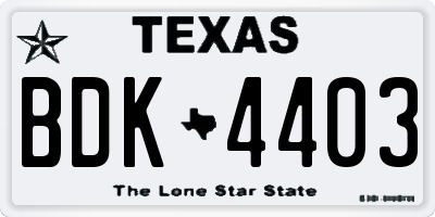 TX license plate BDK4403