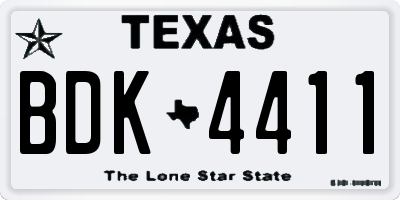 TX license plate BDK4411