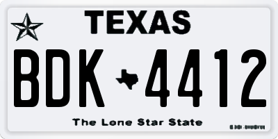 TX license plate BDK4412
