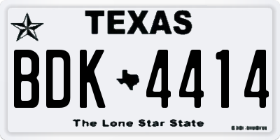 TX license plate BDK4414