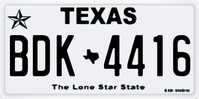 TX license plate BDK4416