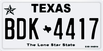 TX license plate BDK4417