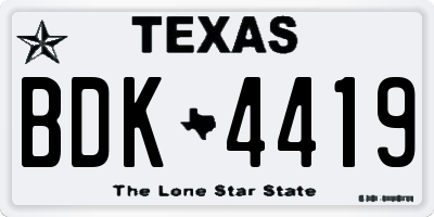 TX license plate BDK4419