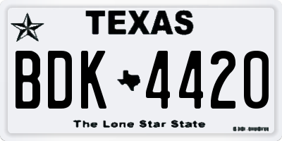 TX license plate BDK4420