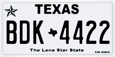 TX license plate BDK4422