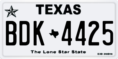 TX license plate BDK4425