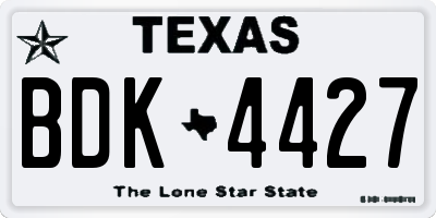 TX license plate BDK4427