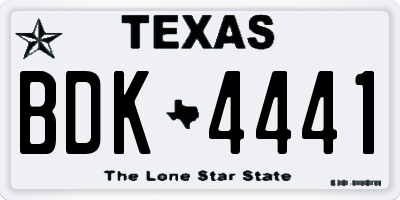TX license plate BDK4441