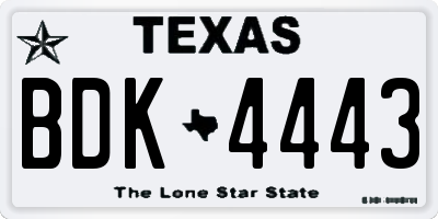 TX license plate BDK4443