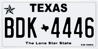 TX license plate BDK4446