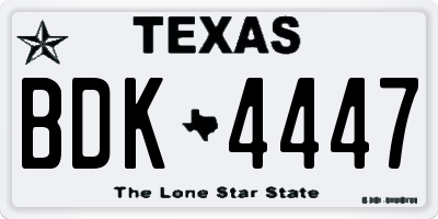 TX license plate BDK4447