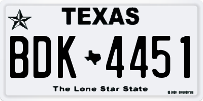 TX license plate BDK4451
