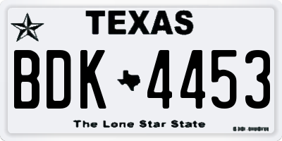 TX license plate BDK4453