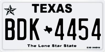 TX license plate BDK4454