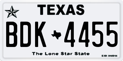 TX license plate BDK4455
