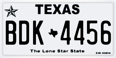 TX license plate BDK4456