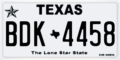 TX license plate BDK4458