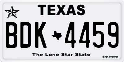 TX license plate BDK4459