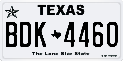 TX license plate BDK4460