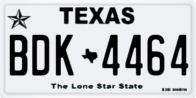 TX license plate BDK4464