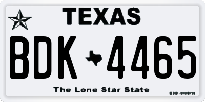 TX license plate BDK4465