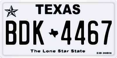 TX license plate BDK4467