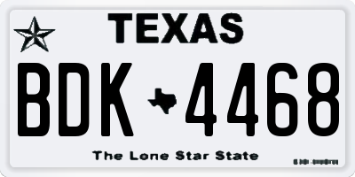 TX license plate BDK4468