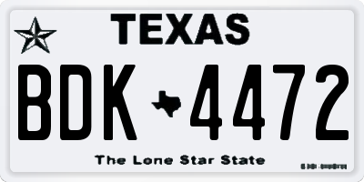 TX license plate BDK4472