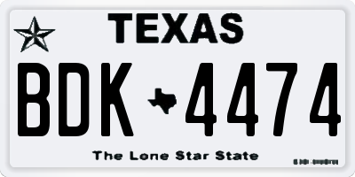 TX license plate BDK4474