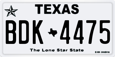 TX license plate BDK4475