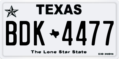 TX license plate BDK4477