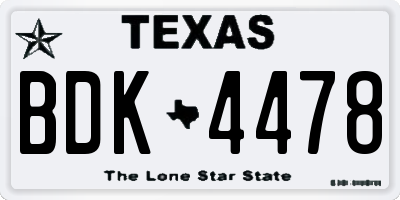 TX license plate BDK4478