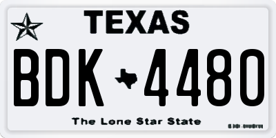 TX license plate BDK4480
