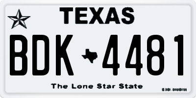TX license plate BDK4481