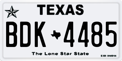 TX license plate BDK4485