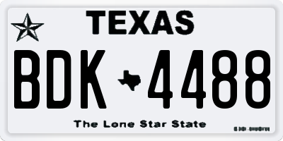 TX license plate BDK4488