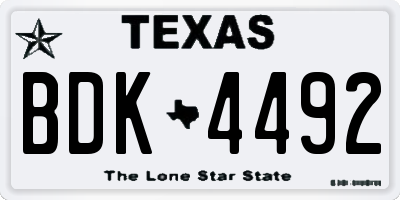 TX license plate BDK4492